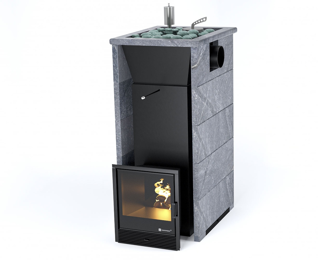Печь для бани ИзиСтим Геленджик Premium в 3-х ст.кож. талькохл-т открыт.верх подкл.справа AISI 321