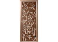 Дверь "Бамбук и бабочки" (бронза) 190х70, 8мм, 3 петли коробка ольха, Банный Эксперт