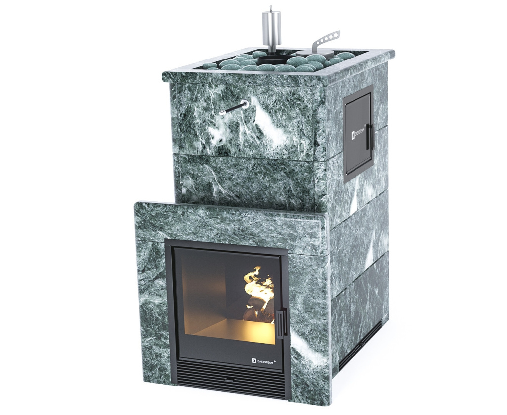 Печь для бани ИзиСтим Геленджик М2 Premium в 4-х стор. кожух змеевик откр..верх бок.вход справа