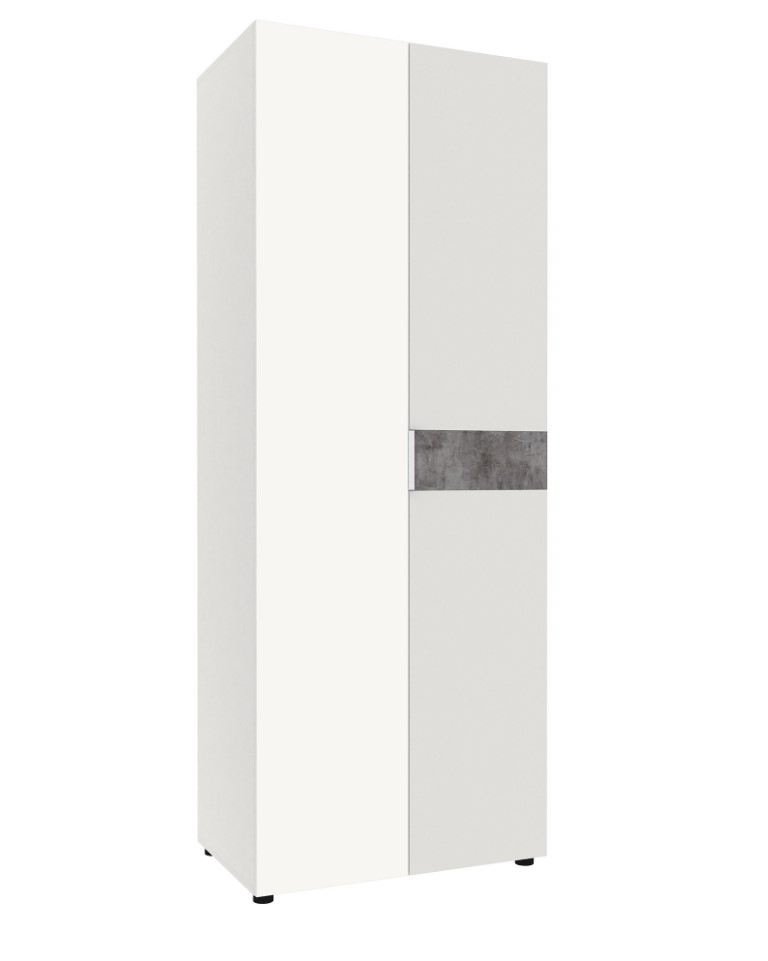 Шкаф распашной Лотос с зеркалом 2х-дверный 06-SK800 , Белый (тиснение)/Бетон серый, Белый (тиснение)