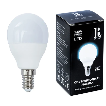 Светодиодная лампа L&B 9W 950Lm 4000K E14 E14-9,5W-4000К-G45