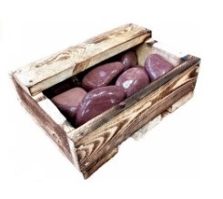 Камень для бани Кварцит малиновый шлифованный 10кг ящик