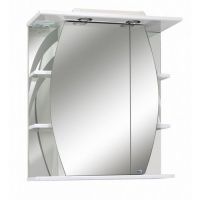 Зеркало со шкафом Lindis Лимани-65 с подстветкой, полочки по бокам, белый