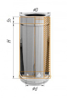 Дымоход Феррум утепленный нержавеющий (430/0,5мм)/зеркальный нержавеющий ф200/280 L=0,25м по воде