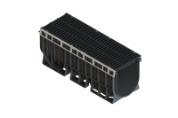 Лоток пластиковый PolyMax Drive DN300 H410 с щелевой чугунной решеткой D400 (к-т)