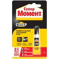 Клей Секундный Супер Момент 3 гр. на единичном блистере в шоу-боксе
