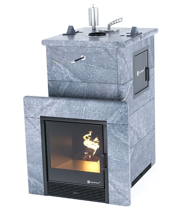 Печь для бани ИзиСтим Сочи М2 в 4-х стор.кожухе талькохлорит закр.верх, вход справа, с КТК