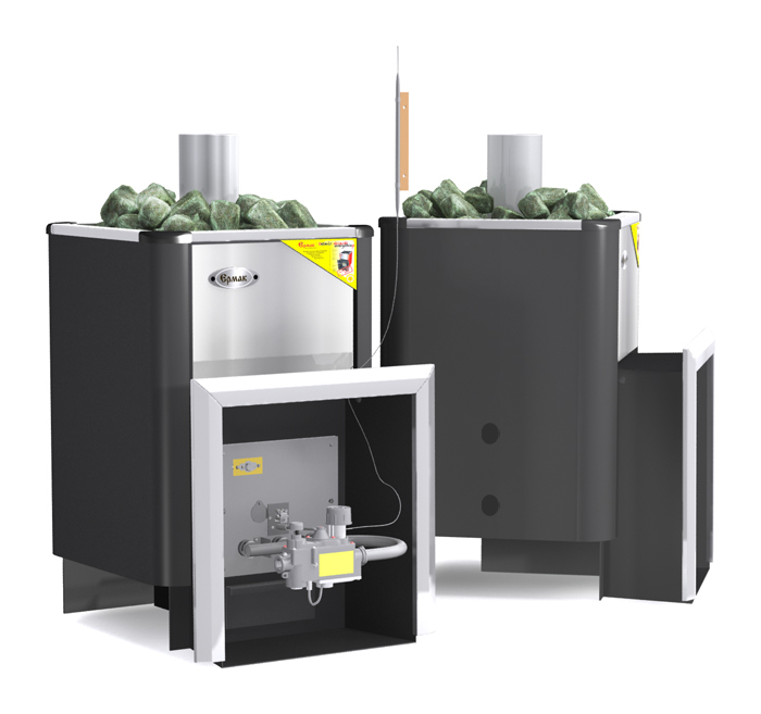 Печь для бани газовая Ермак Уралочка 20Н Inox, антрацит, без ГГУ