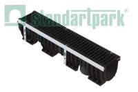 Лоток водоотводный пластик. PolyMax Drive DN150 h216 с решетк. щелевой чугунной ВЧ кл.С250 (к-т)