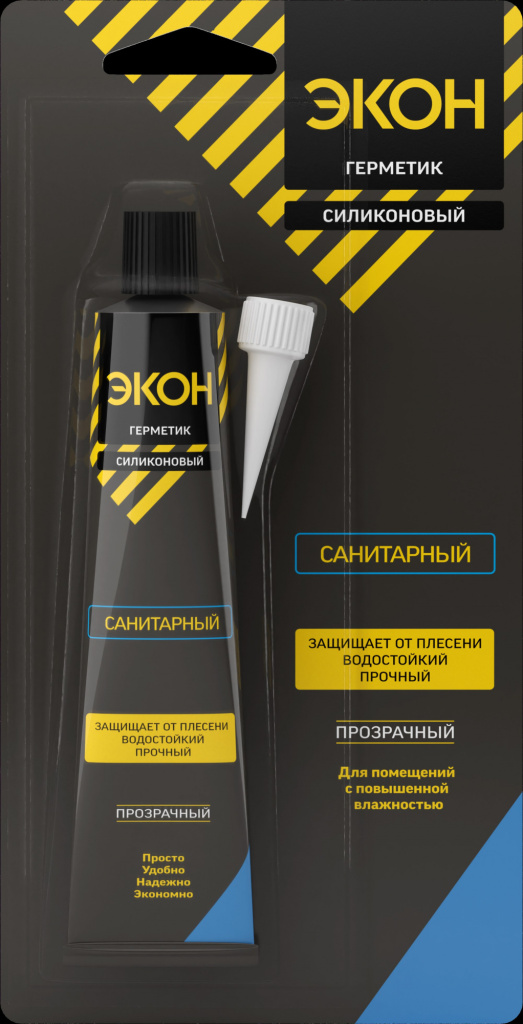 Герметик Силиконовый Санитарный "ЭКОН" прозрачный 70 мл. на БК 1535442 Герметик Силиконовый Санитарный "ЭКОН" прозрачный 70 мл. на БК 1535442