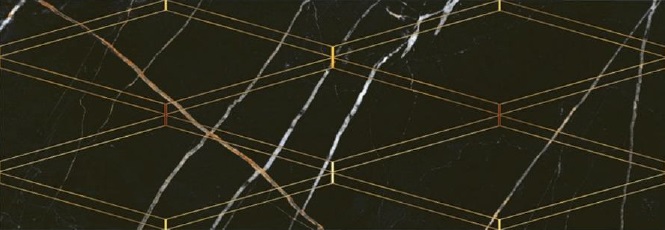 Декор настенный Black & Gold Rombi 242x700 черный Декор настенный Black & Gold Rombi 242x700 черный