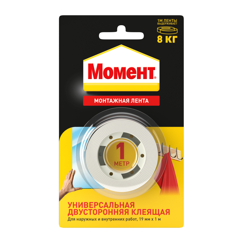 Лента Клеящая монтажная двусторонняя  Момент 1 м Лента Клеящая монтажная двусторонняя  Момент 1 м
