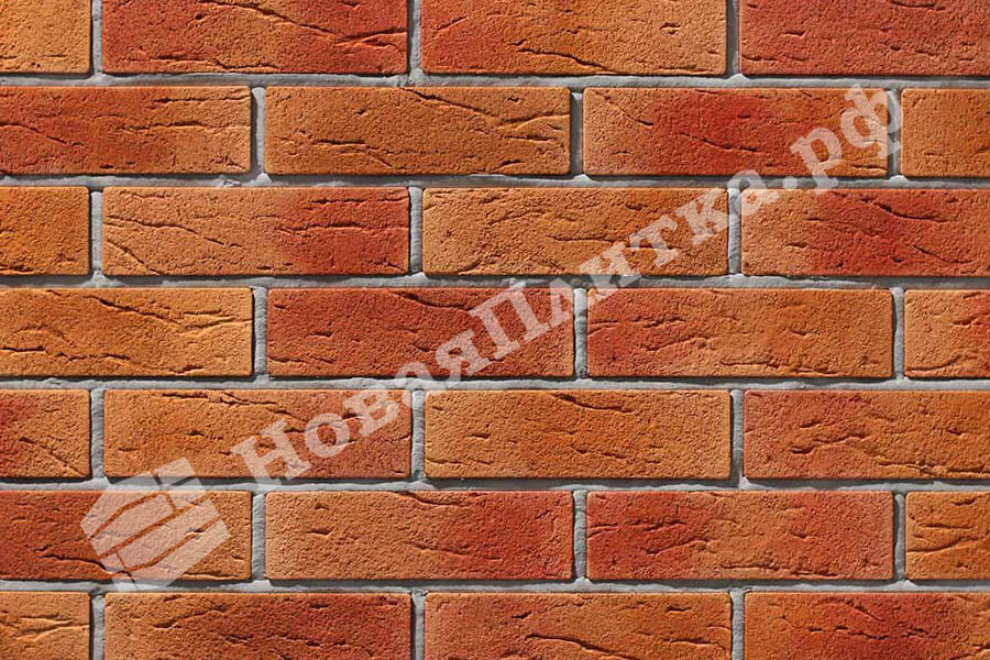 Декоративный кирпич  "Тонкий кирпич Мега" 07-14, плоский элемент Декоративный кирпич  "Тонкий кирпич Мега" 07-14, плоский элемент