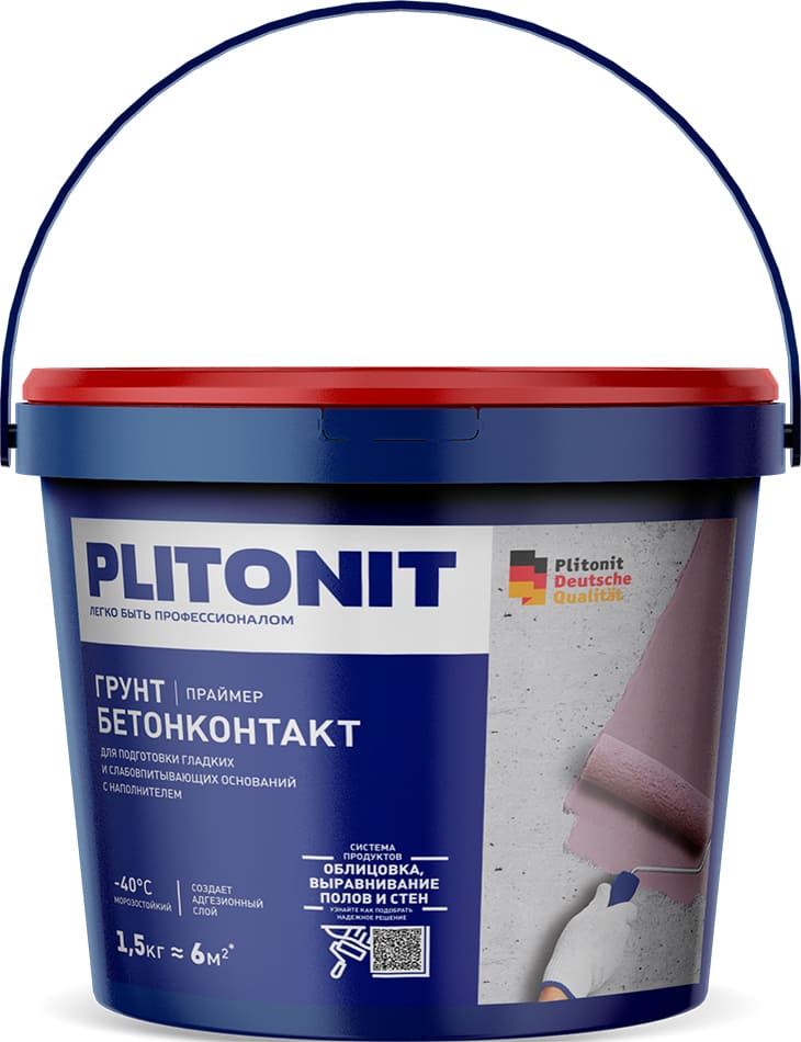 Праймер Plitonit Грунт БетонКонтакт, адгезионный, 1,5 кг Праймер Plitonit Грунт БетонКонтакт, адгезионный, 1,5 кг