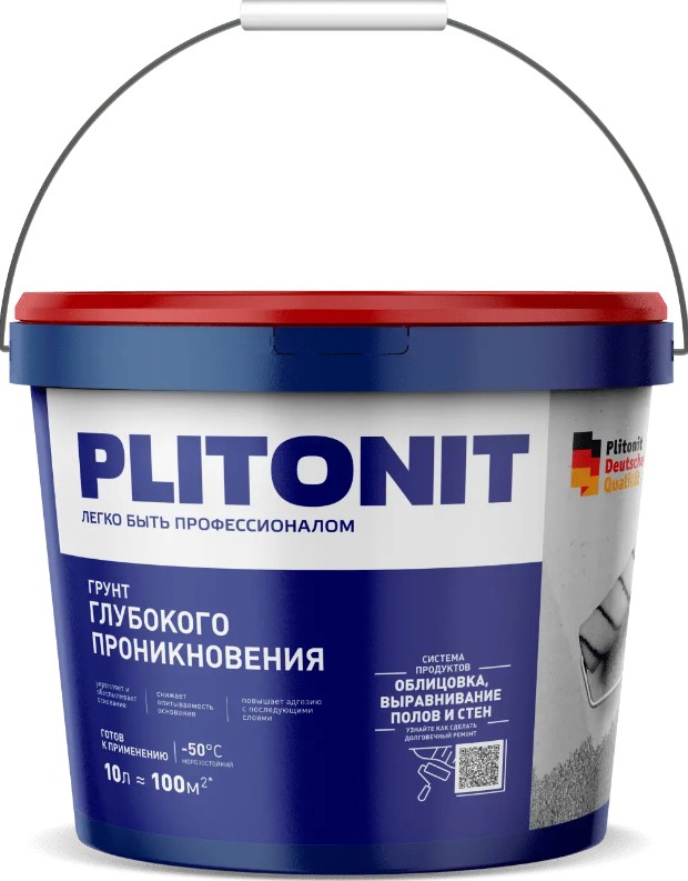 Грунт готовый Plitonit Profi глубокого проникновения, 10 л Грунт готовый Plitonit Profi глубокого проникновения, 10 л