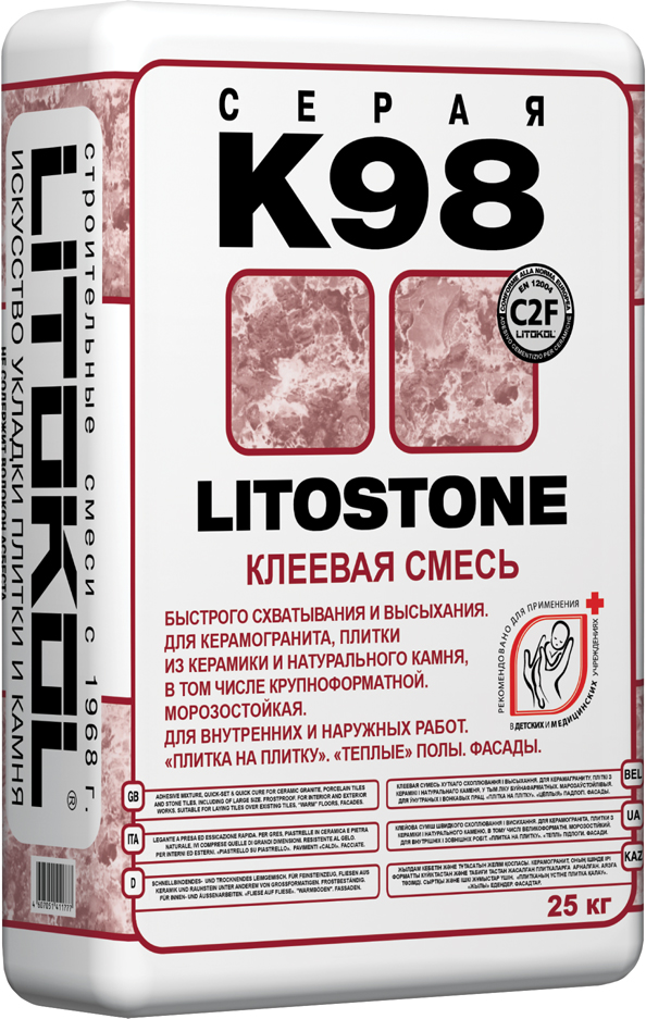 Клеевая смесь Litostone K98 серая, 25 кг Клеевая смесь Litostone K98 серая, 25 кг