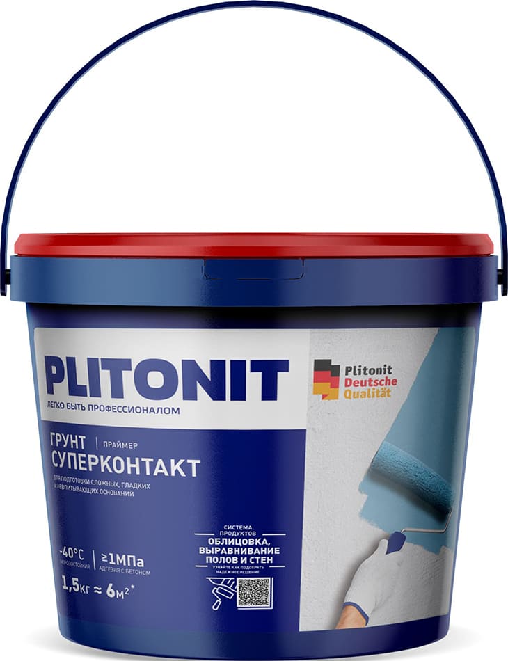 Праймер Plitonit Грунт СуперКонтакт, адгезионный, 1,5 кг Праймер Plitonit Грунт СуперКонтакт, адгезионный, 1,5 кг