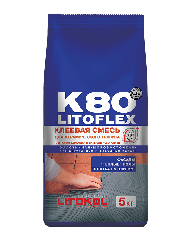 Клеевая смесь LitoFlex K80, 5 кг Клеевая смесь LitoFlex K80, 5 кг