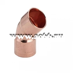 Угольник двухраструбный медный 35мм/45градусов Угольник двухраструбный медный 35мм/45градусов