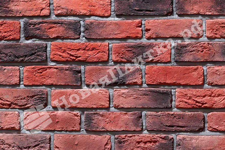 Декоративный кирпич  "Шамотный кирпич" 12-03, угловой элемент Декоративный кирпич  "Шамотный кирпич" 12-03, угловой элемент