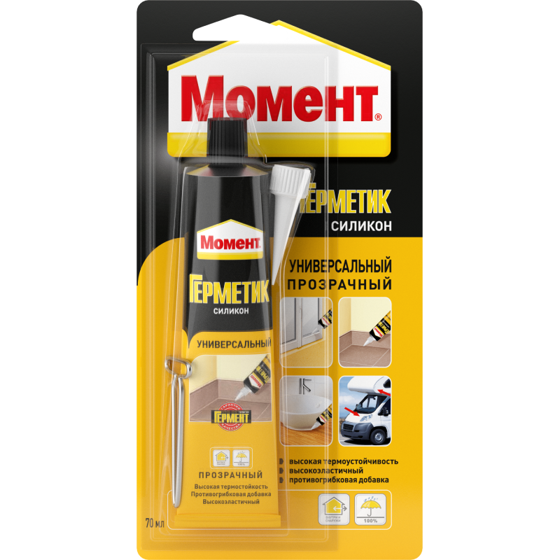 Герметик "Момент" силиконовый Универсальный прозрачный 70 мл. Герметик "Момент" силиконовый Универсальный прозрачный 70 мл.
