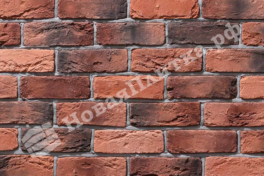 Декоративный кирпич  "Шамотный кирпич" 12-11, угловой элемент Декоративный кирпич  "Шамотный кирпич" 12-11, угловой элемент