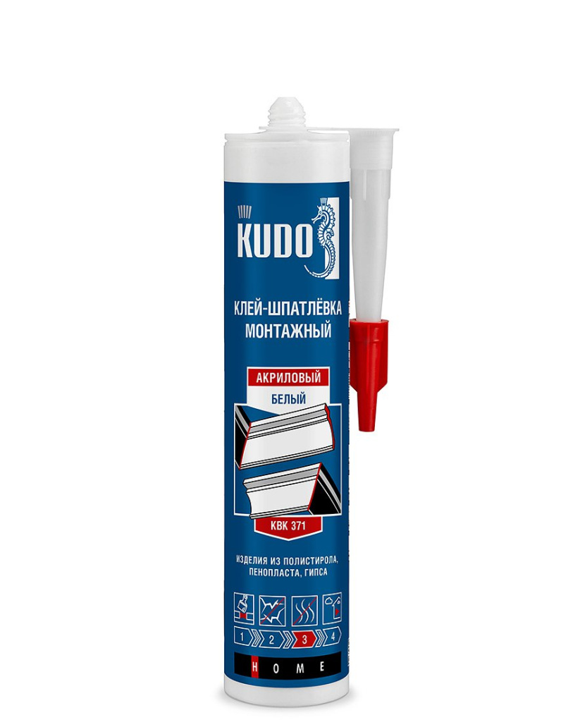 Клей-шпатлевка на акриловой основе KUDO НОМЕ, белый, 280 мл Клей-шпатлевка на акриловой основе KUDO НОМЕ, белый, 280 мл